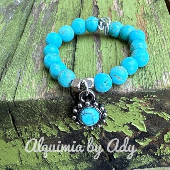 Alquimia Silver and Blue Beaded Bracelet with Charm - Picture 1 of 3